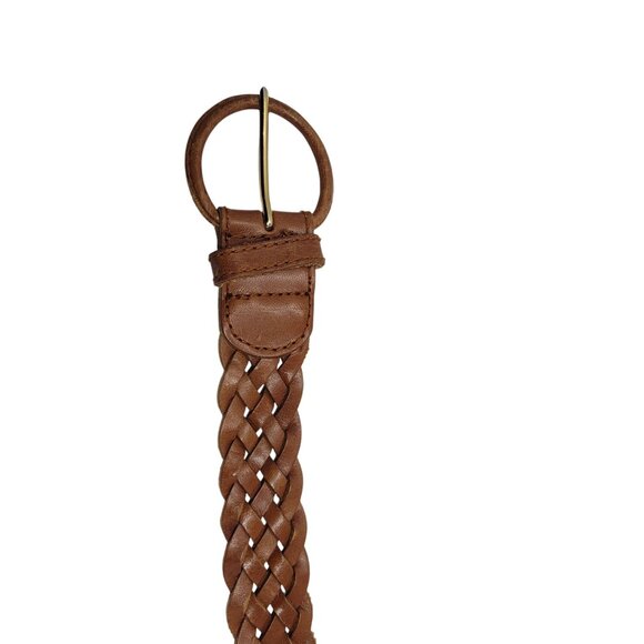 Vtg Western Boho Camel Brown Braided Weaved Genuine Leather Belt Sz 2XL 38" - Picture 9 of 14